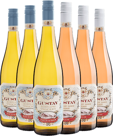 Kit 6 Gustav | 3 Riesling + 3 Rose Por R$59,90 Cada Garrafa (6 unidades)