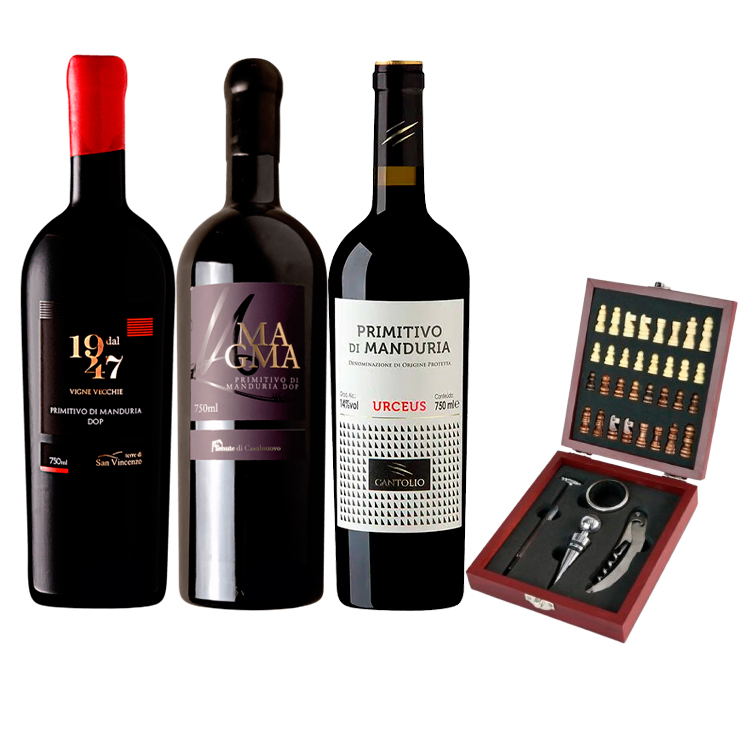 Kit 3 Grfs Primitivo Di Manduria + Acessorios (3 unidades)