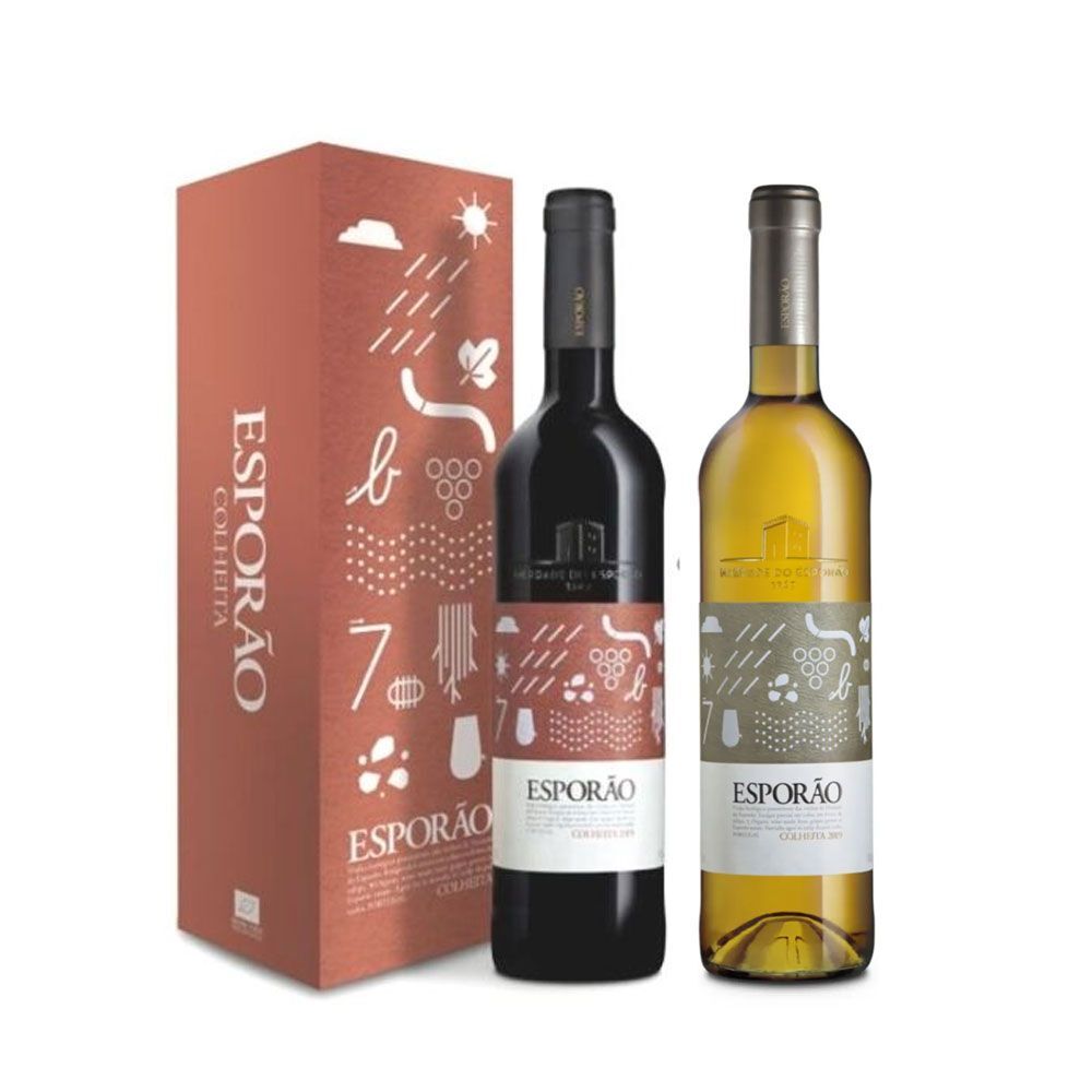 Kit 2 Garrafas Esporao Colheita Tinto Branco Vinho Portugues (2 unidades)